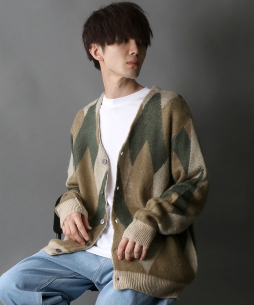 SITRY(シトリー)の「Double Jacquard Knit Cardigan/ダブルジャガード ニット ルーズカーディガン/カーデ(カーディガン/ボレロ・メンズ・アイボリー/グレイッシュベージュ・M/L)」の17枚目の写真