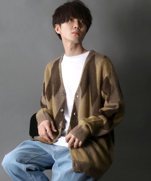 SITRY(シトリー)の「Double Jacquard Knit Cardigan/ダブルジャガード ニット ルーズカーディガン/カーデ(カーディガン/ボレロ・メンズ・アイボリー/グレイッシュベージュ・M/L)」の16枚目の写真