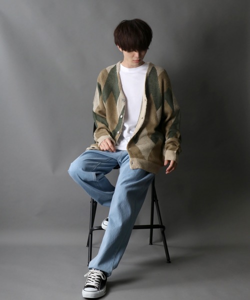 SITRY(シトリー)の「Double Jacquard Knit Cardigan/ダブルジャガード ニット ルーズカーディガン/カーデ(カーディガン/ボレロ・メンズ・アイボリー/グレイッシュベージュ・M/L)」の13枚目の写真