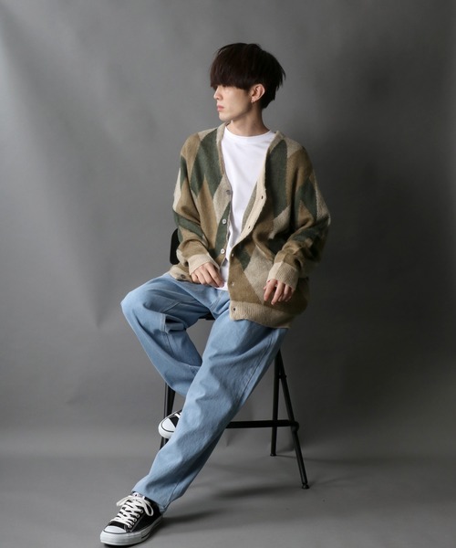 SITRY(シトリー)の「Double Jacquard Knit Cardigan/ダブルジャガード ニット ルーズカーディガン/カーデ(カーディガン/ボレロ・メンズ・アイボリー/グレイッシュベージュ・M/L)」の12枚目の写真