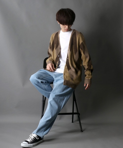 SITRY(シトリー)の「Double Jacquard Knit Cardigan/ダブルジャガード ニット ルーズカーディガン/カーデ(カーディガン/ボレロ・メンズ・アイボリー/グレイッシュベージュ・M/L)」の10枚目の写真