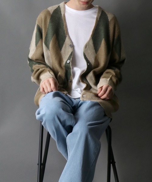 SITRY(シトリー)の「Double Jacquard Knit Cardigan/ダブルジャガード ニット ルーズカーディガン/カーデ(カーディガン/ボレロ・メンズ・アイボリー/グレイッシュベージュ・M/L)」の21枚目の写真