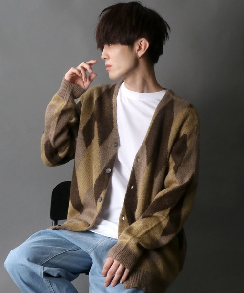 SITRY(シトリー)の「Double Jacquard Knit Cardigan/ダブルジャガード ニット ルーズカーディガン/カーデ(カーディガン/ボレロ・メンズ・アイボリー/グレイッシュベージュ・M/L)」の22枚目の写真