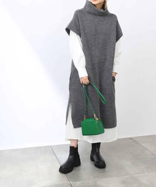 COLONY 2139（コロニートゥーワンスリーナイン）の「【TV媒体紹介商品】タートルネックニット&シャツワンピースセット（シャツワンピース・レディース・ブラック/ブラウン/グレー・FREE）」の2枚目の写真