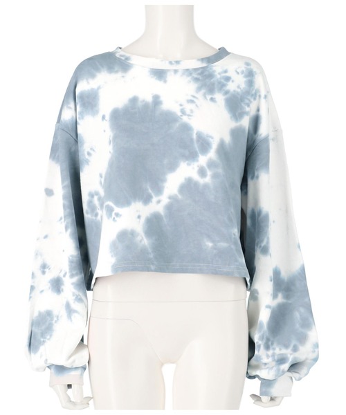 ANAP（アナップ）の「タイダイクロップド裏毛トップ（スウェット・レディース・ブルー/スミクロ・FREE）」の4枚目の写真