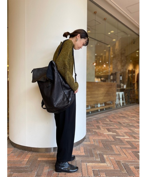 BEARDSLEY（ビアズリー）の「ショート丈で腰回りがもたつかないネップハイネックニット（ニット/セーター・レディース・グリーン/オレンジ・FREE）」の12枚目の写真