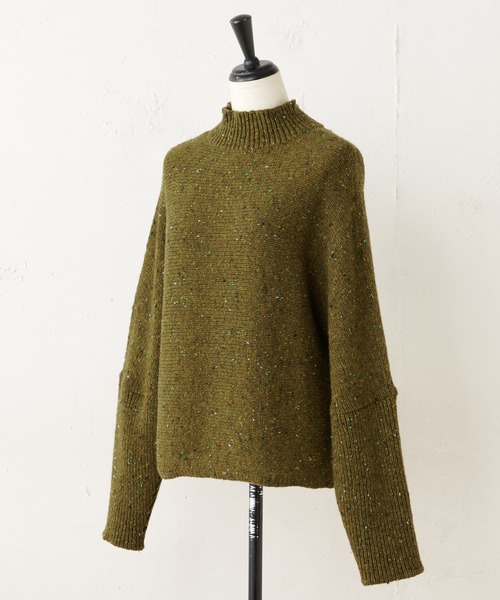 BEARDSLEY（ビアズリー）の「ショート丈で腰回りがもたつかないネップハイネックニット（ニット/セーター・レディース・グリーン/オレンジ・FREE）」の18枚目の写真