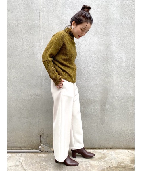 BEARDSLEY（ビアズリー）の「ショート丈で腰回りがもたつかないネップハイネックニット（ニット/セーター・レディース・グリーン/オレンジ・FREE）」の22枚目の写真