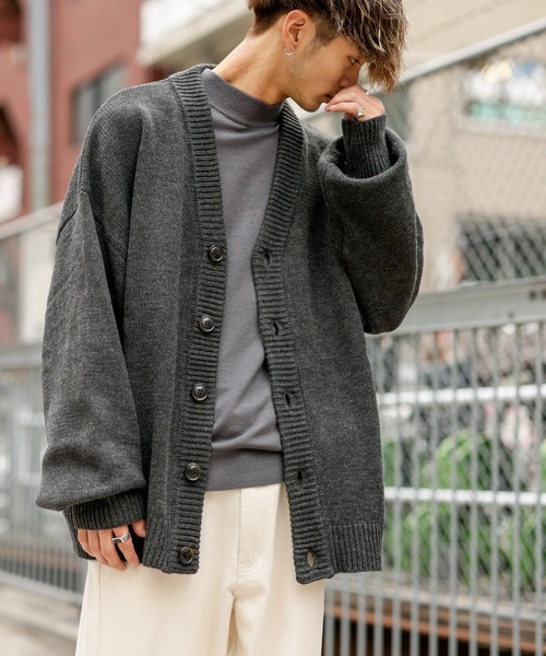 ADMIX/ATELIER SAB MEN（アドミックスアトリエサブメン）の「ハイバルキー／ オーバーサイズ ビッグ ルーズカーディガン（カーディガン/ボレロ・メンズ・チャコールグレー/ブラウン/ネイビー/ブラック/グリーン/オフホワイト/グレイッシュブルー・50/48）」の12枚目の写真