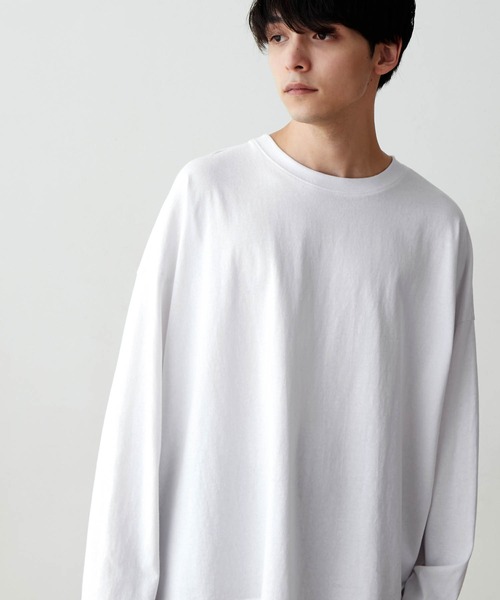 MONO-MART(モノマート)の「ルーズベーシックオーバーロンTEE(Tシャツ/カットソー・メンズ・ブラウン/ホワイト/ブルーグレー/チャコール/ライトグレー・M/S/L)」の2枚目の写真