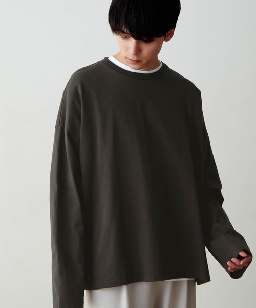 MONO-MART(モノマート)の「ルーズベーシックオーバーロンTEE(Tシャツ/カットソー・メンズ・ブラウン/ホワイト/ブルーグレー/チャコール/ライトグレー・M/S/L)」の5枚目の写真