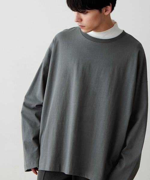 MONO-MART(モノマート)の「ルーズベーシックオーバーロンTEE(Tシャツ/カットソー・メンズ・ブラウン/ホワイト/ブルーグレー/チャコール/ライトグレー・M/S/L)」の4枚目の写真