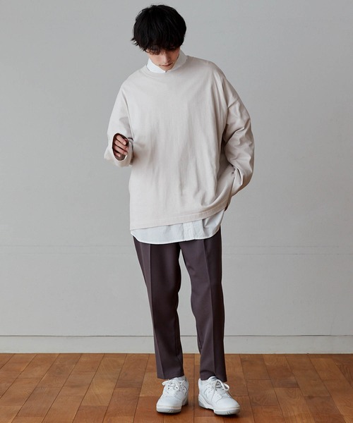 MONO-MART(モノマート)の「ルーズベーシックオーバーロンTEE(Tシャツ/カットソー・メンズ・ブラウン/ホワイト/ブルーグレー/チャコール/ライトグレー・M/S/L)」の6枚目の写真