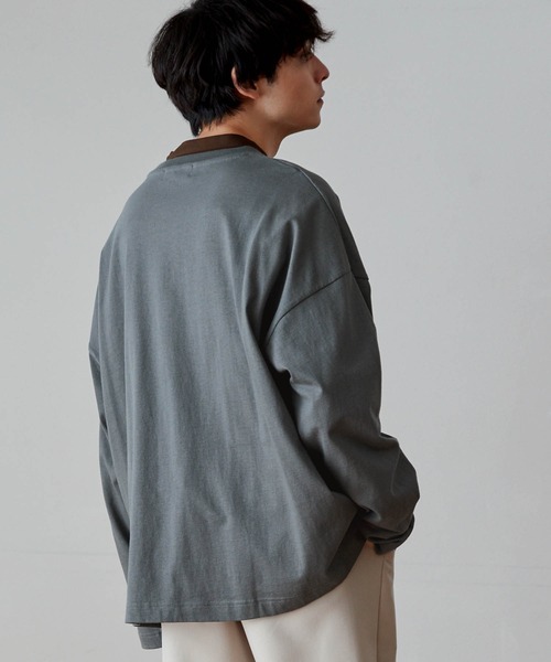 MONO-MART(モノマート)の「ルーズベーシックオーバーロンTEE(Tシャツ/カットソー・メンズ・ブラウン/ホワイト/ブルーグレー/チャコール/ライトグレー・M/S/L)」の11枚目の写真