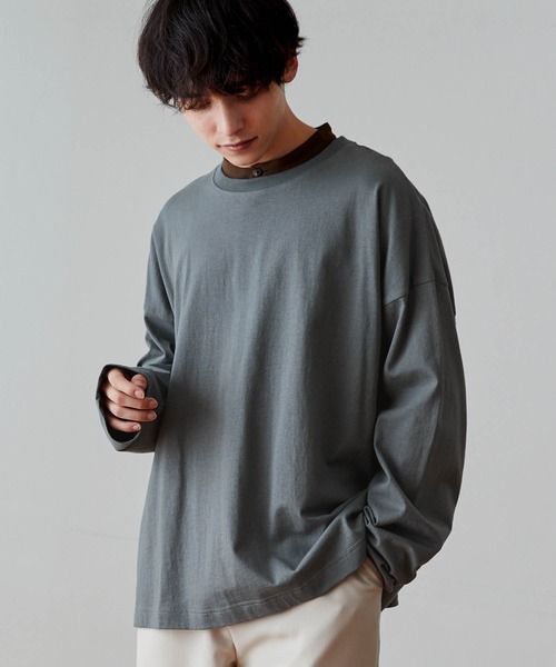 MONO-MART(モノマート)の「ルーズベーシックオーバーロンTEE(Tシャツ/カットソー・メンズ・ブラウン/ホワイト/ブルーグレー/チャコール/ライトグレー・M/S/L)」の12枚目の写真