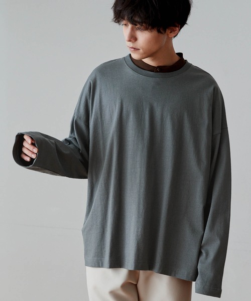 MONO-MART(モノマート)の「ルーズベーシックオーバーロンTEE(Tシャツ/カットソー・メンズ・ブラウン/ホワイト/ブルーグレー/チャコール/ライトグレー・M/S/L)」の9枚目の写真