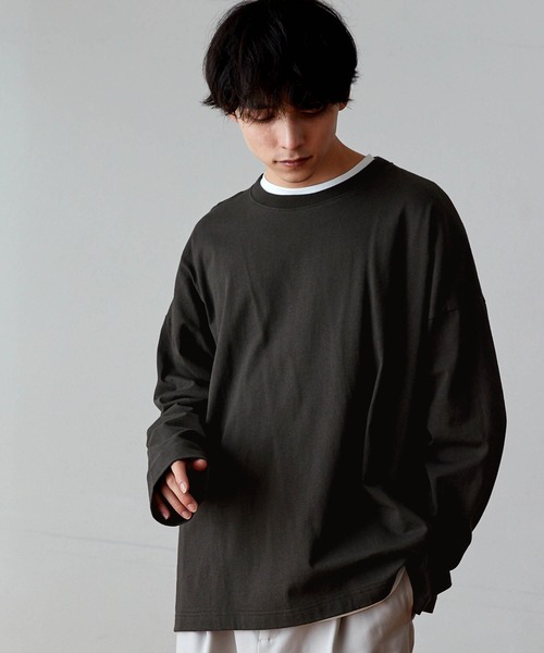 MONO-MART(モノマート)の「ルーズベーシックオーバーロンTEE(Tシャツ/カットソー・メンズ・ブラウン/ホワイト/ブルーグレー/チャコール/ライトグレー・M/S/L)」の16枚目の写真