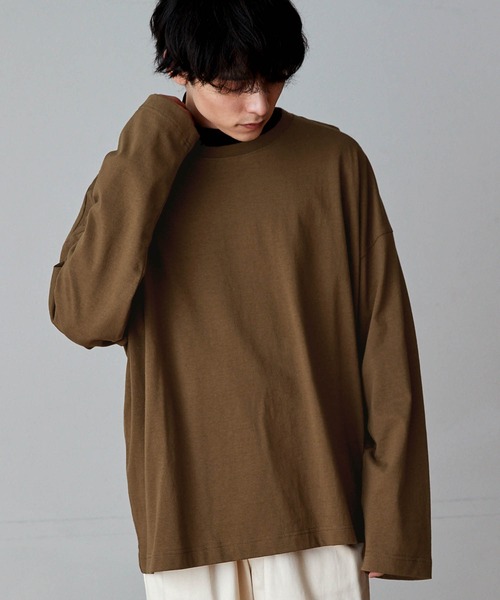 MONO-MART(モノマート)の「ルーズベーシックオーバーロンTEE(Tシャツ/カットソー・メンズ・ブラウン/ホワイト/ブルーグレー/チャコール/ライトグレー・M/S/L)」の22枚目の写真