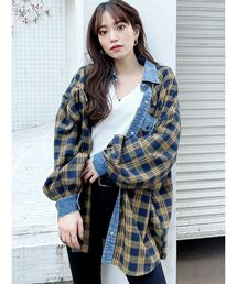 デニムドッキングチェックBIG シャツ