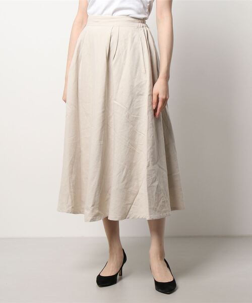 Samansa Mos2（サマンサ モスモス）の「コットンリネンタックフレアスカート（スカート・レディース・ブラック/ブラウン/レッド/キナリ・ﾌﾘ-）」の7枚目の写真