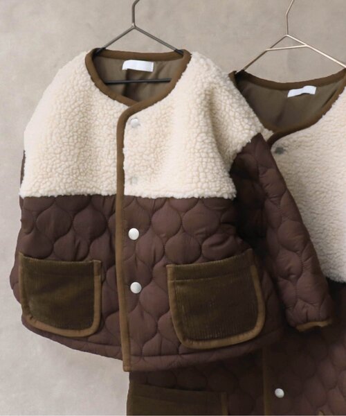 BREEZE by yumi.(ブリーズバイユミ)の「WEB限定 キルトボア中綿ジャケット【BREEZE by yumi.】(ダウンジャケット/コート・キッズ・カーキ/ブラウン・110/150/100/120/90/140/130)」の2枚目の写真