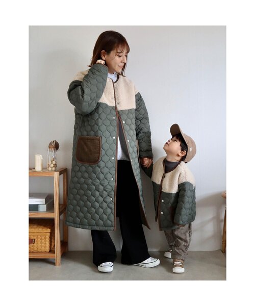 BREEZE by yumi.(ブリーズバイユミ)の「WEB限定 キルトボア中綿ジャケット【BREEZE by yumi.】(ダウンジャケット/コート・キッズ・カーキ/ブラウン・110/150/100/120/90/140/130)」の3枚目の写真