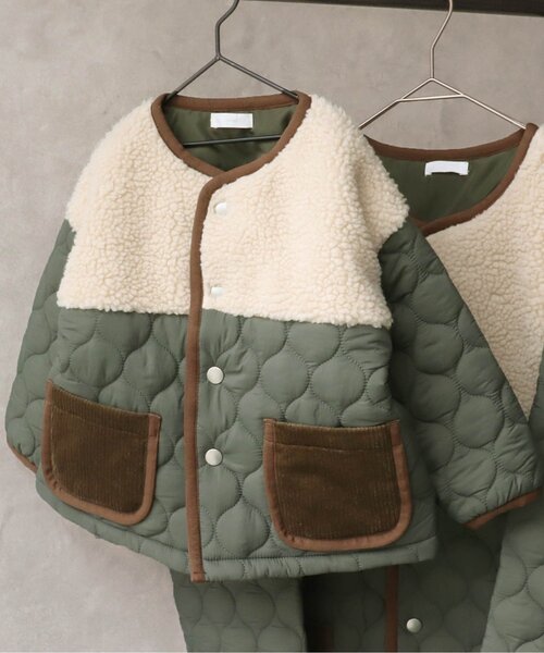BREEZE by yumi.(ブリーズバイユミ)の「WEB限定 キルトボア中綿ジャケット【BREEZE by yumi.】(ダウンジャケット/コート・キッズ・カーキ/ブラウン・110/150/100/120/90/140/130)」の7枚目の写真