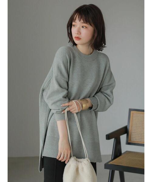 AMERICAN HOLIC（アメリカンホリック）の「バック鹿の子編みニットチュニック（ニット/セーター・レディース・グレー系その他/ブラウン・FREE）」の11枚目の写真