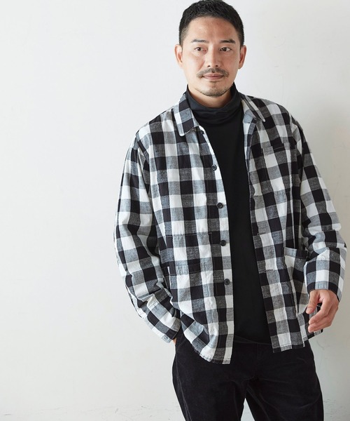 Sunny clouds(サニークラウズ)の「サニークラウズ bonさんのギンガムジャケシャツ〈メンズ〉(シャツ/ブラウス・メンズ・ブラック×ホワイト・LARGE/MEDIUM/SMALL)」の10枚目の写真