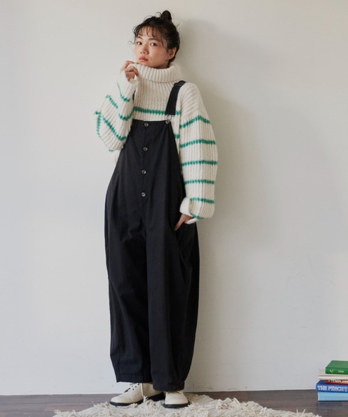 MERLOT（メルロー）の「パネルボーダーBIGニット（ニット/セーター・レディース・ネイビー/ブルー/ナチュラル・FREE）」の7枚目の写真