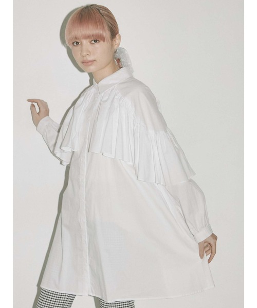 merry jenny（メリージェニー）の「ケープシャツワンピース（ワンピース・レディース・オフホワイト/ブラック/グリーン・FREE）」の5枚目の写真