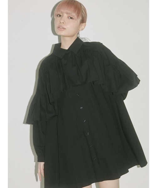 merry jenny（メリージェニー）の「ケープシャツワンピース（ワンピース・レディース・オフホワイト/ブラック/グリーン・FREE）」の9枚目の写真