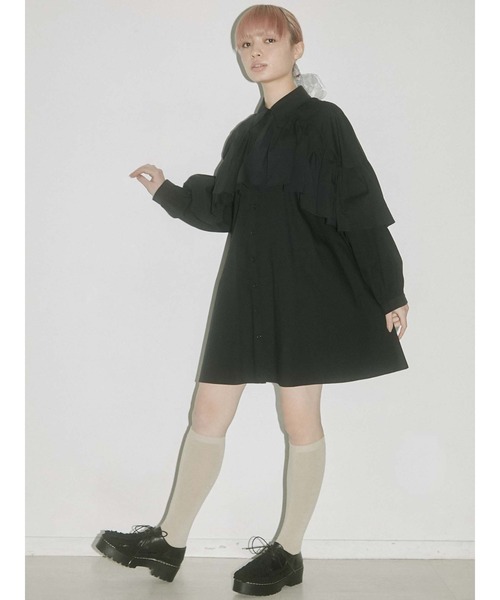 merry jenny（メリージェニー）の「ケープシャツワンピース（ワンピース・レディース・オフホワイト/ブラック/グリーン・FREE）」の13枚目の写真
