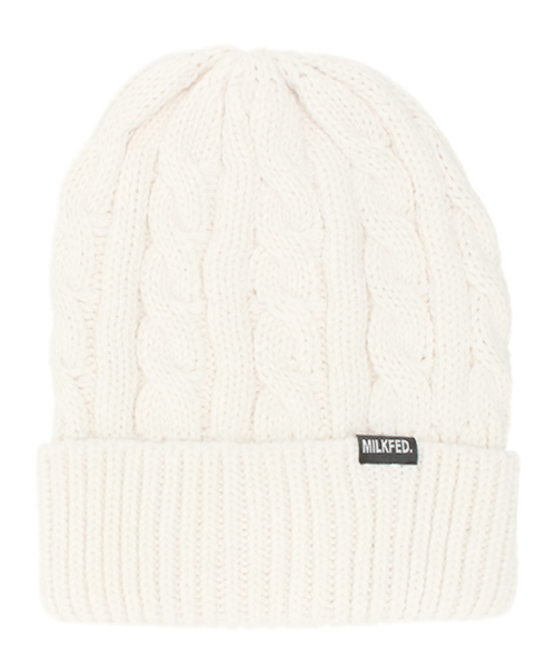 MILKFED.（ミルクフェド）の「BASIC KNITTED CAP　（ニットキャップ/ビーニー/無地）（ニットキャップ/ビーニー・レディース・ホワイト/ブラック/チャコールグレー/バーガンディー・ONE SIZE）」の2枚目の写真