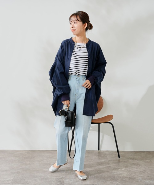 DouDou（ドゥドゥ）の「袖リブバックギャザーシャツ（シャツ/ブラウス・レディース・スカイブルー/ホワイト/ネイビー・FREE）」の14枚目の写真