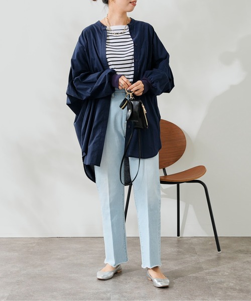 DouDou（ドゥドゥ）の「袖リブバックギャザーシャツ（シャツ/ブラウス・レディース・スカイブルー/ホワイト/ネイビー・FREE）」の15枚目の写真