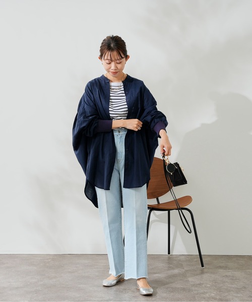 DouDou（ドゥドゥ）の「袖リブバックギャザーシャツ（シャツ/ブラウス・レディース・スカイブルー/ホワイト/ネイビー・FREE）」の17枚目の写真