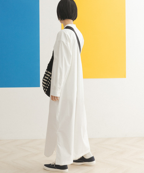 FORK&SPOON(フォークアンドスプーン)の「FORK&SPOON バンドカラーオーバーシャツワンピース(ワンピース・レディース・オフホワイト/ピンク/ブルー系その他・ONE)」の19枚目の写真