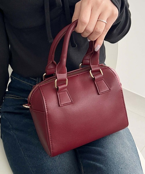 セール】【累計販売数2万個突破！】フェイクレザー ミニボストン