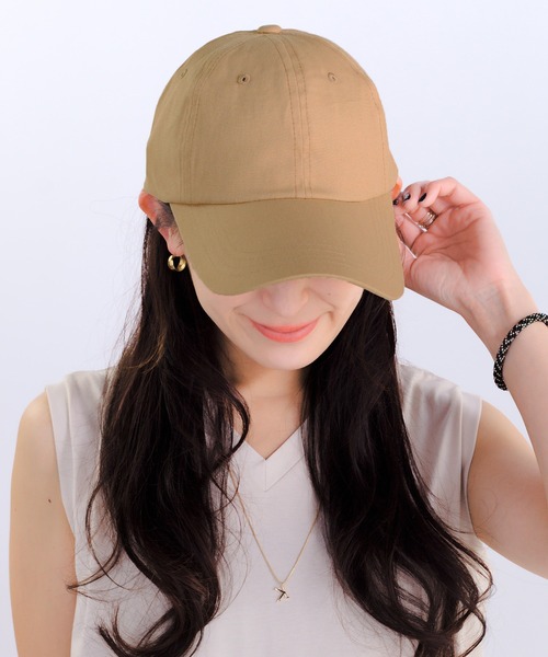 14+（イチヨンプラス）の「ツバ長 無地キャップ UV（キャップ・レディース・ピンク/ブルー/ブラック/ベージュ/キャメル/ネイビー・M/LL）」の12枚目の写真