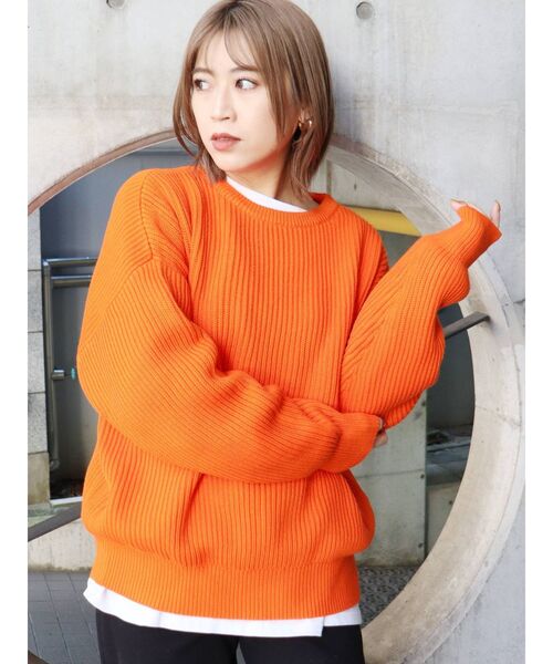 MURUA（ムルーア）の「バルキーコットンオーバーニット（ニット/セーター・レディース・ブラック/パープル/オレンジ/ブルー/アイボリー・FREE）」の5枚目の写真