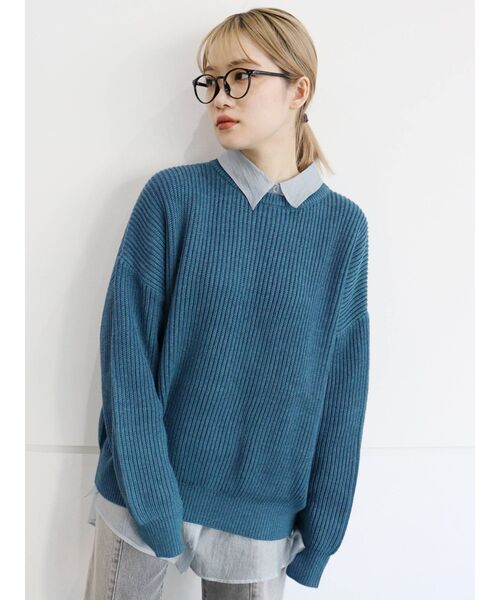 MURUA（ムルーア）の「バルキーコットンオーバーニット（ニット/セーター・レディース・ブラック/パープル/オレンジ/ブルー/アイボリー・FREE）」の7枚目の写真