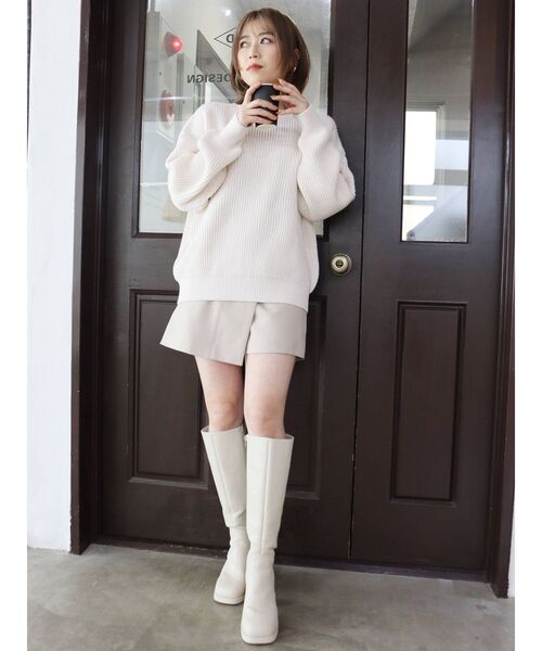 MURUA（ムルーア）の「バルキーコットンオーバーニット（ニット/セーター・レディース・ブラック/パープル/オレンジ/ブルー/アイボリー・FREE）」の11枚目の写真