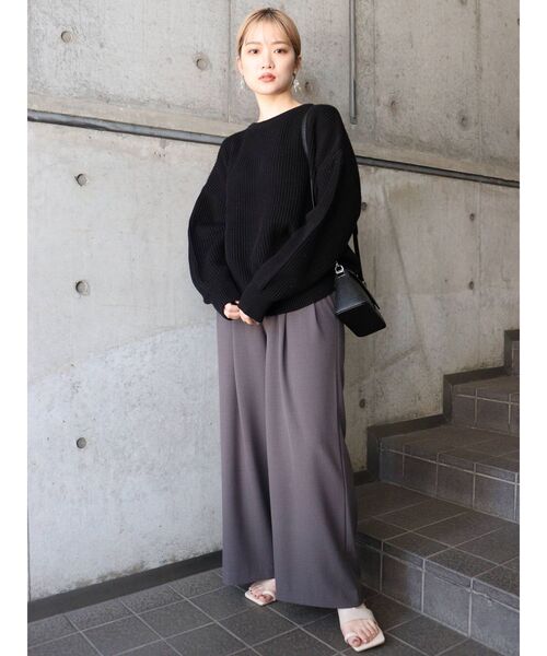 MURUA（ムルーア）の「バルキーコットンオーバーニット（ニット/セーター・レディース・ブラック/パープル/オレンジ/ブルー/アイボリー・FREE）」の14枚目の写真