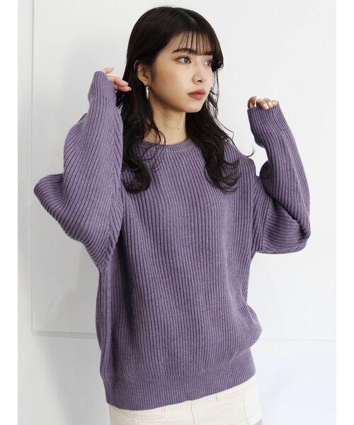 MURUA（ムルーア）の「バルキーコットンオーバーニット（ニット/セーター・レディース・ブラック/パープル/オレンジ/ブルー/アイボリー・FREE）」の16枚目の写真