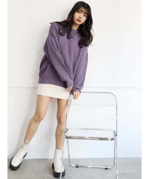 MURUA（ムルーア）の「バルキーコットンオーバーニット（ニット/セーター・レディース・ブラック/パープル/オレンジ/ブルー/アイボリー・FREE）」の17枚目の写真