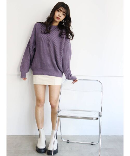 MURUA（ムルーア）の「バルキーコットンオーバーニット（ニット/セーター・レディース・ブラック/パープル/オレンジ/ブルー/アイボリー・FREE）」の18枚目の写真