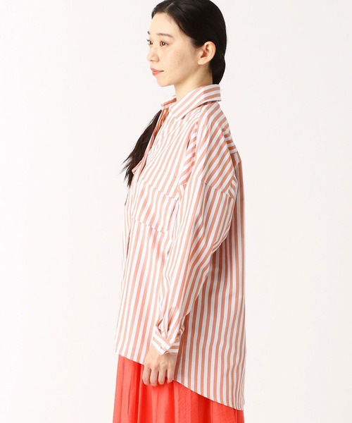 Grand PARK（グランドパーク）の「サファリ型ストライプシャツ（シャツ/ブラウス・レディース・ピンク/ベージュ/ラベンダー・FREE）」の14枚目の写真