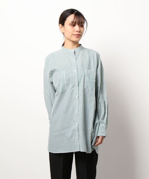 Lugnoncure(ルノンキュール)の「バンドカラーオーバーシャツ(シャツ/ブラウス・レディース・オフホワイト/ブルー/グリーン・フリ-)」の7枚目の写真