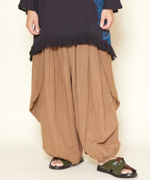 チャイハネ（チャイハネ）の「【チャイハネ】ダブルガーゼMEN'S変形パンツ（その他パンツ・メンズ・ブラック/パープル/ブラウン/グリーン/ベージュ/ネイビー/キャメル/グレー・FREE）」の4枚目の写真